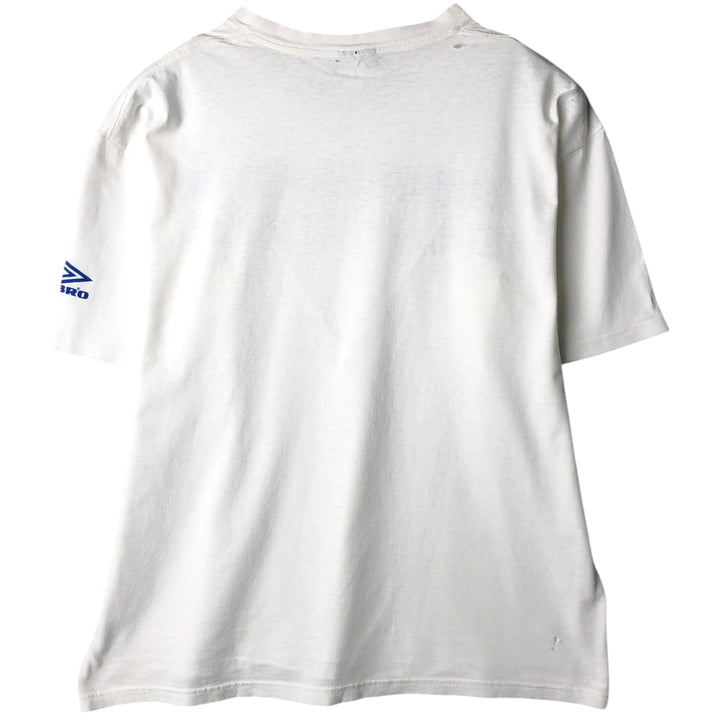 90'S Umbro Sports Print T-Shirt, Made in USA, Men's XL equivalent, Vintage cotton white type Vintage Second Hand