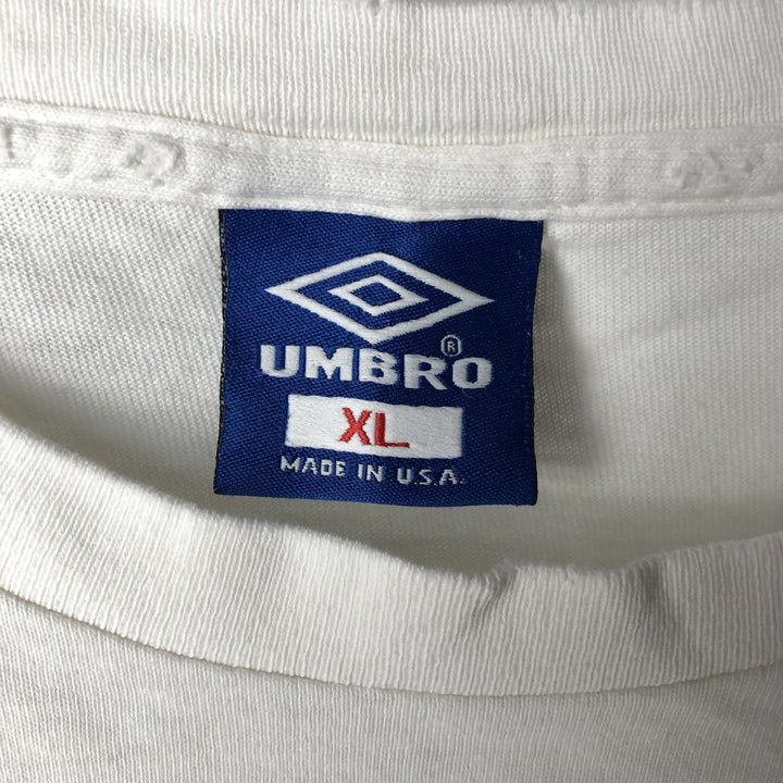 90'S Umbro Sports Print T-Shirt, Made in USA, Men's XL equivalent, Vintage cotton white type Vintage Second Hand