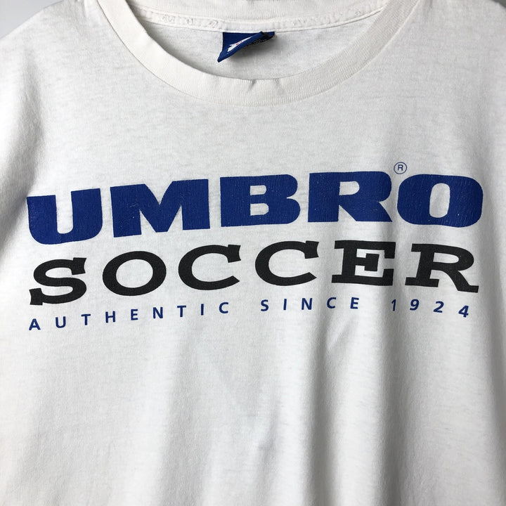 90'S Umbro Sports Print T-Shirt, Made in USA, Men's XL equivalent, Vintage cotton white type Vintage Second Hand