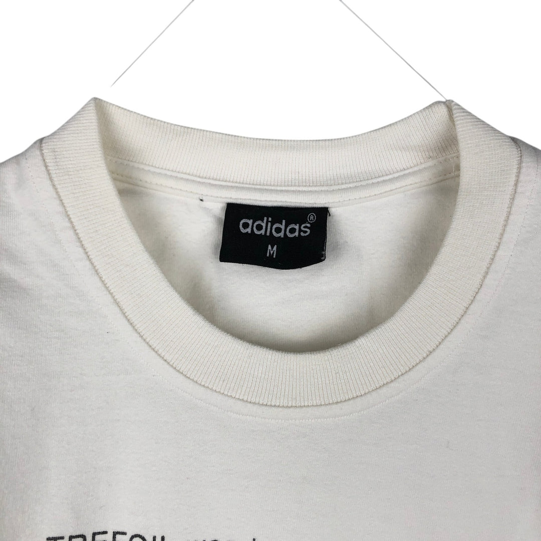 90'S Adidas Trefoil Logo 25th Anniversary Message Sports Print T-Shirt, Men's Size M (approx.), Vintage unclear white type Vintage Second Hand
