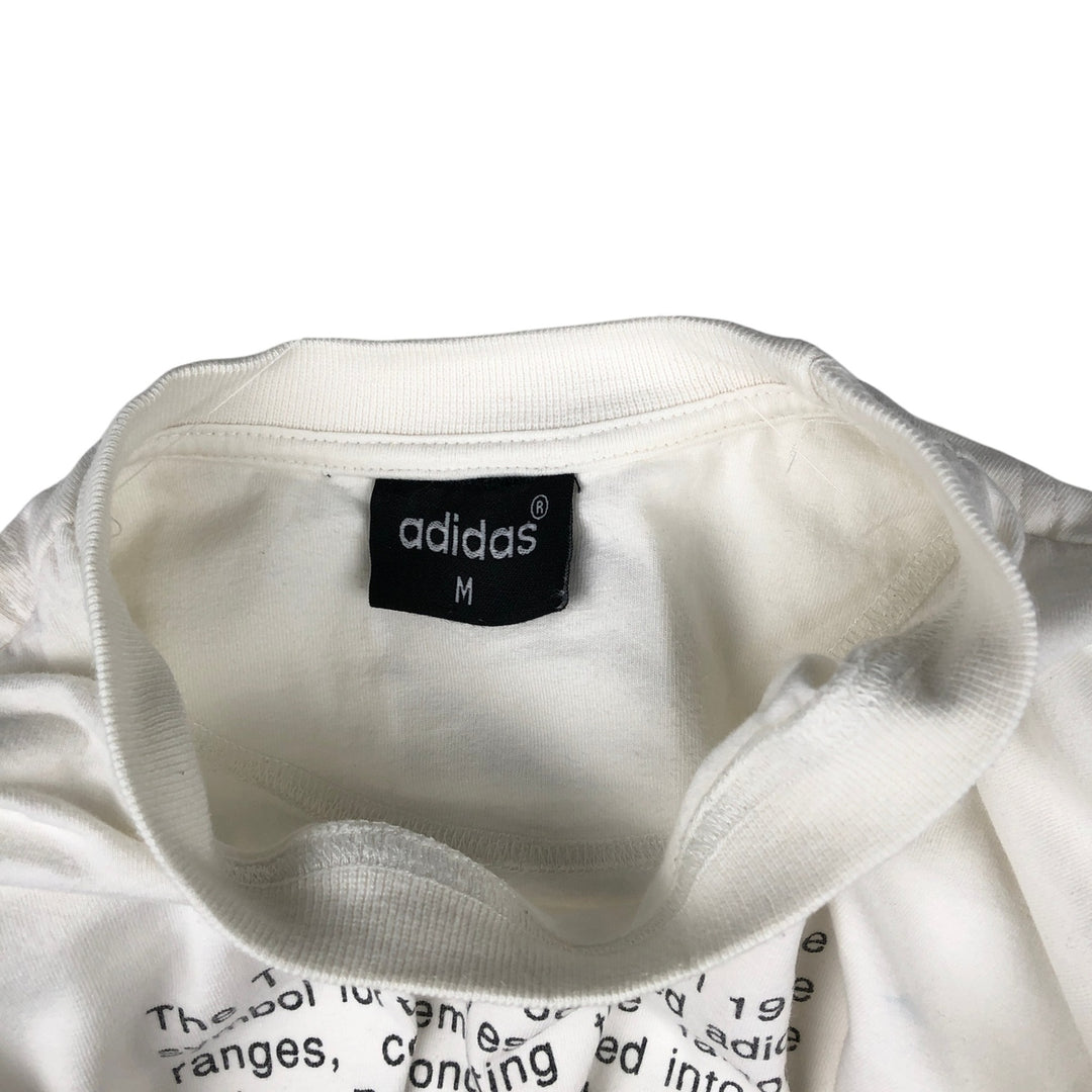 90'S Adidas Trefoil Logo 25th Anniversary Message Sports Print T-Shirt, Men's Size M (approx.), Vintage unclear white type Vintage Second Hand