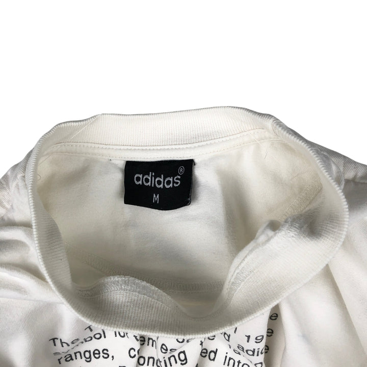 90'S Adidas Trefoil Logo 25th Anniversary Message Sports Print T-Shirt, Men's Size M (approx.), Vintage unclear white type Vintage Second Hand