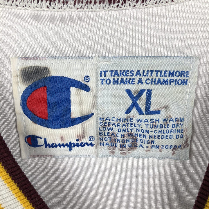 80s-90'S Champion V-neck Game Shirt with Back Print, Made in USA, Men's XL equivalent, Vintage polyester white type Vintage Second Hand