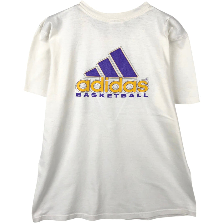 90'S Adidas BASKETBALL sports print T-shirt, made in Canada, men's size M equivalent, vintage. cotton white type Vintage Second Hand