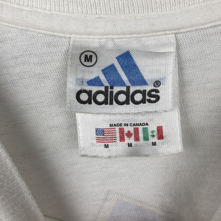 90'S Adidas BASKETBALL sports print T-shirt, made in Canada, men's size M equivalent, vintage. cotton white type Vintage Second Hand