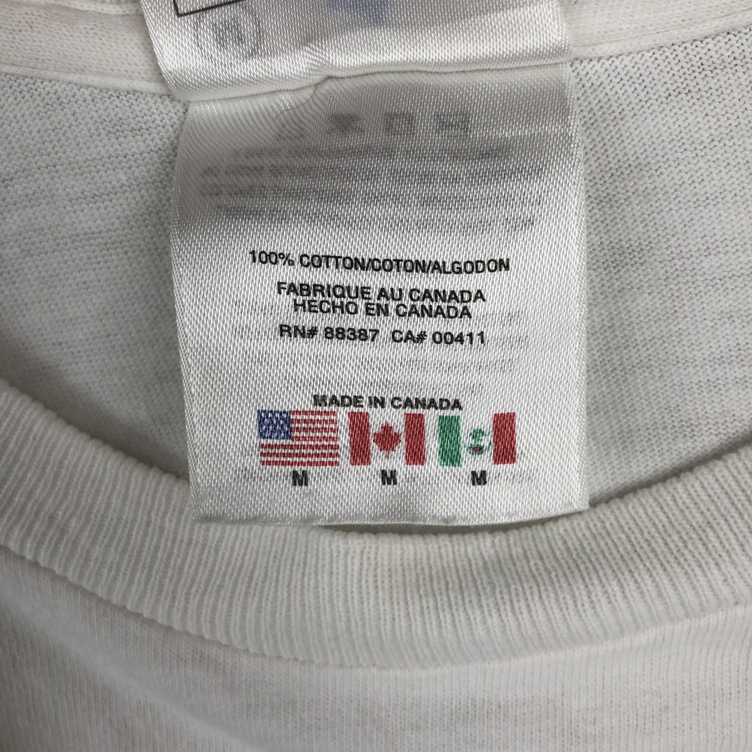 90'S Adidas BASKETBALL sports print T-shirt, made in Canada, men's size M equivalent, vintage. cotton white type Vintage Second Hand