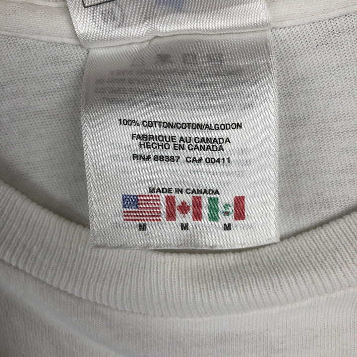 90'S Adidas BASKETBALL sports print T-shirt, made in Canada, men's size M equivalent, vintage. cotton white type Vintage Second Hand