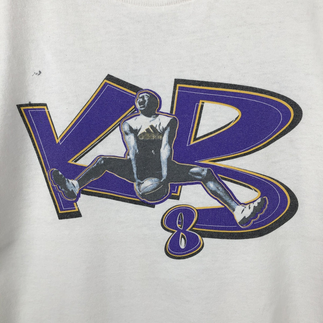 90'S Adidas BASKETBALL sports print T-shirt, made in Canada, men's size M equivalent, vintage. cotton white type Vintage Second Hand