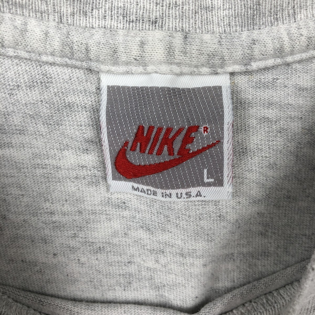 90'S Nike AIR JORDAN logo print T-shirt, silver tag, made in USA, men's size L equivalent, vintage. cotton gray type Vintage Second Hand