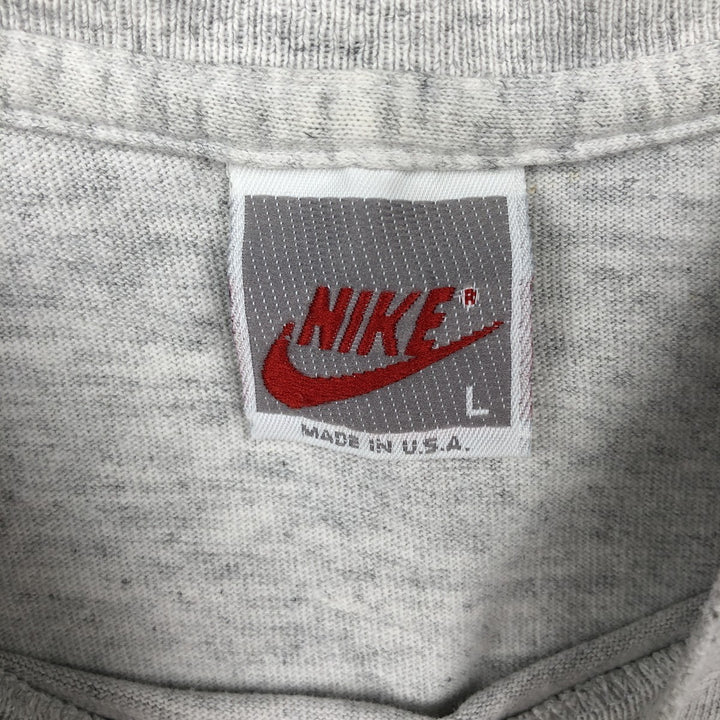 90'S Nike AIR JORDAN logo print T-shirt, silver tag, made in USA, men's size L equivalent, vintage. cotton gray type Vintage Second Hand