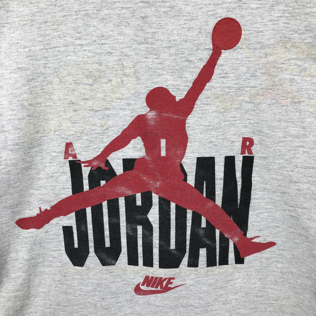 90'S Nike AIR JORDAN logo print T-shirt, silver tag, made in USA, men's size L equivalent, vintage. cotton gray type Vintage Second Hand