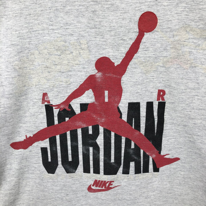90'S Nike AIR JORDAN logo print T-shirt, silver tag, made in USA, men's size L equivalent, vintage. cotton gray type Vintage Second Hand