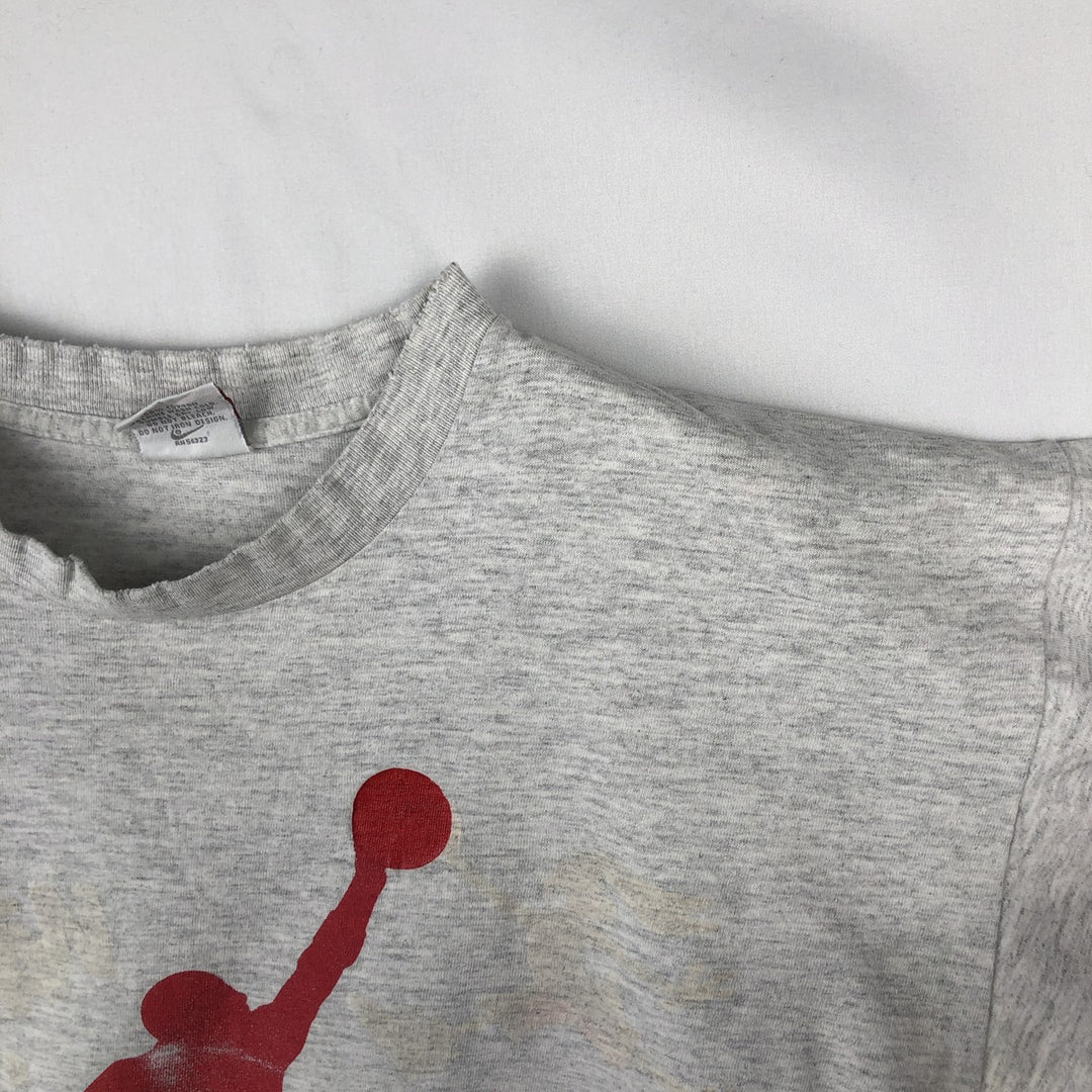 90'S Nike AIR JORDAN logo print T-shirt, silver tag, made in USA, men's size L equivalent, vintage. cotton gray type Vintage Second Hand