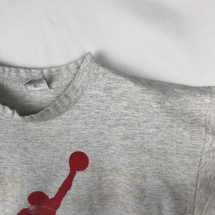 90'S Nike AIR JORDAN logo print T-shirt, silver tag, made in USA, men's size L equivalent, vintage. cotton gray type Vintage Second Hand