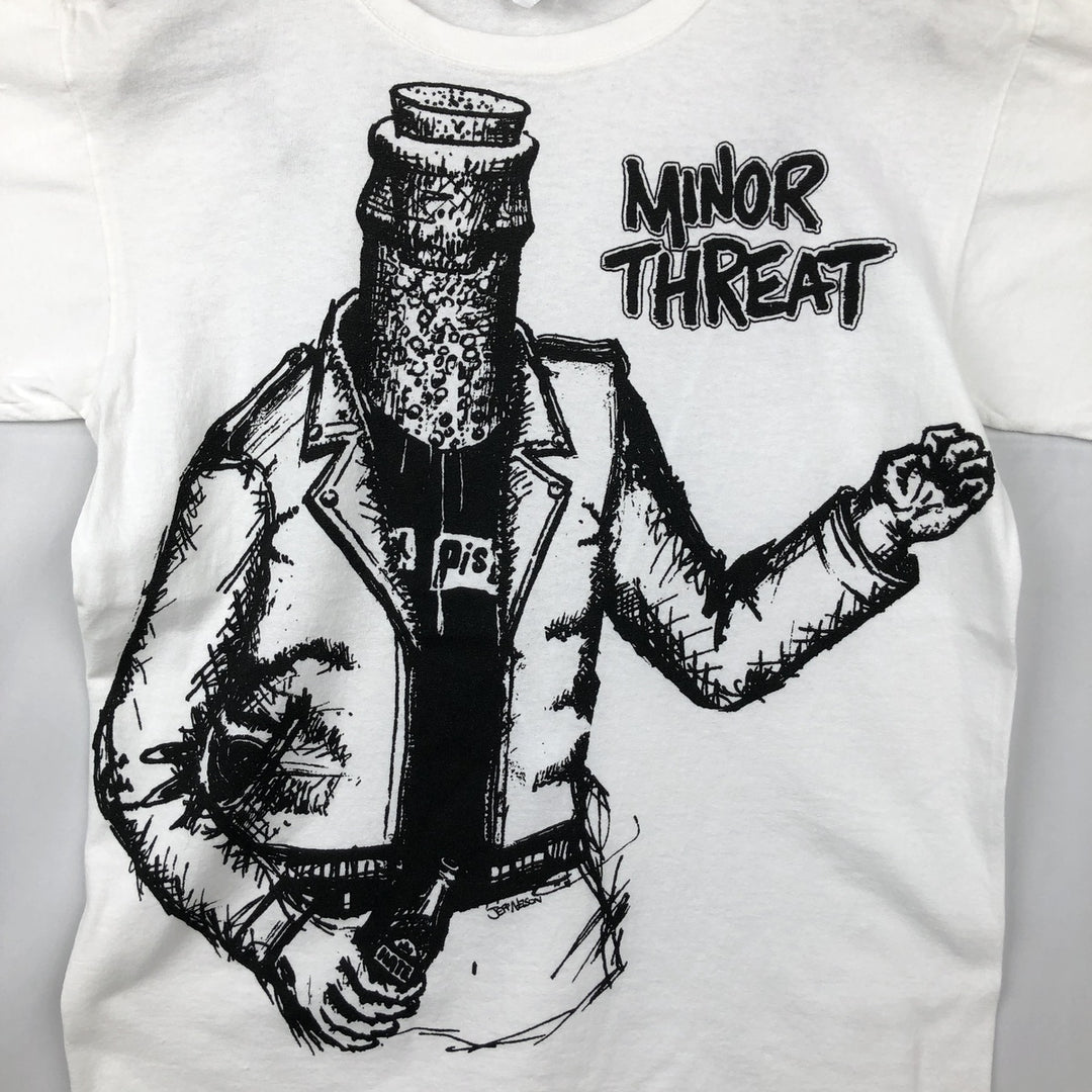 Anvil MINOR THREAT Band T-shirt (Men's size M) cotton white type Vintage Second Hand