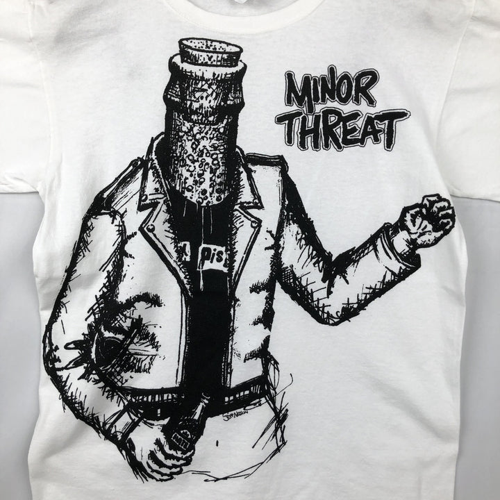 Anvil MINOR THREAT Band T-shirt (Men's size M) cotton white type Vintage Second Hand
