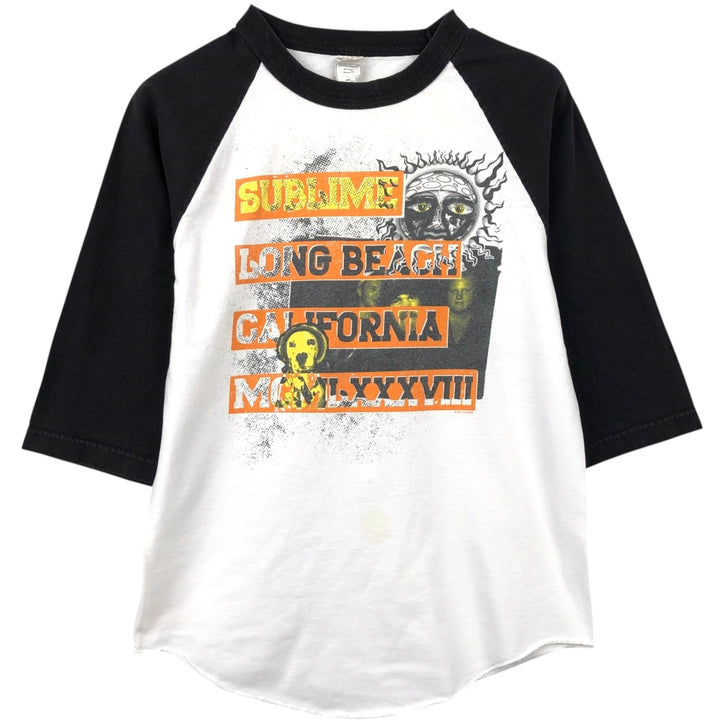 ALSTYLE SUBLIME 3/4 Sleeve Raglan Band T-Shirt (Men's Size S) cotton white type Vintage Second Hand