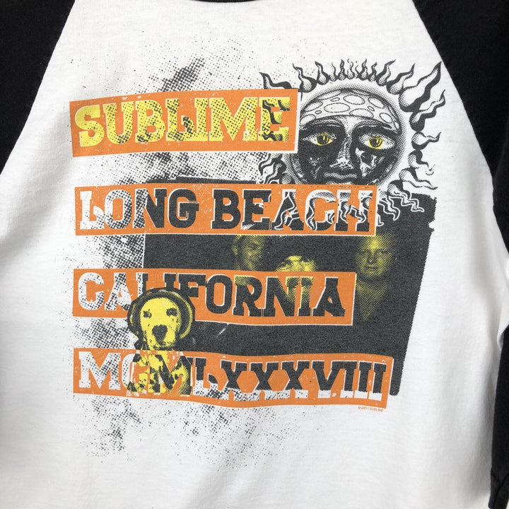 ALSTYLE SUBLIME 3/4 Sleeve Raglan Band T-Shirt (Men's Size S) cotton white type Vintage Second Hand