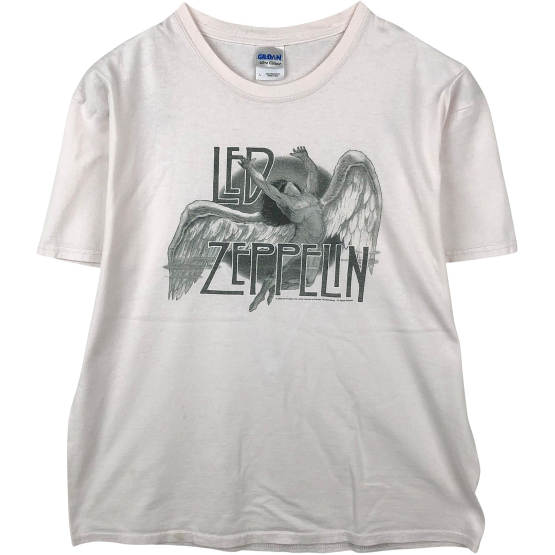 00'S Gildan LED ZEPPELIN Band T-shirt, Men's L size cotton pink type Vintage Second Hand