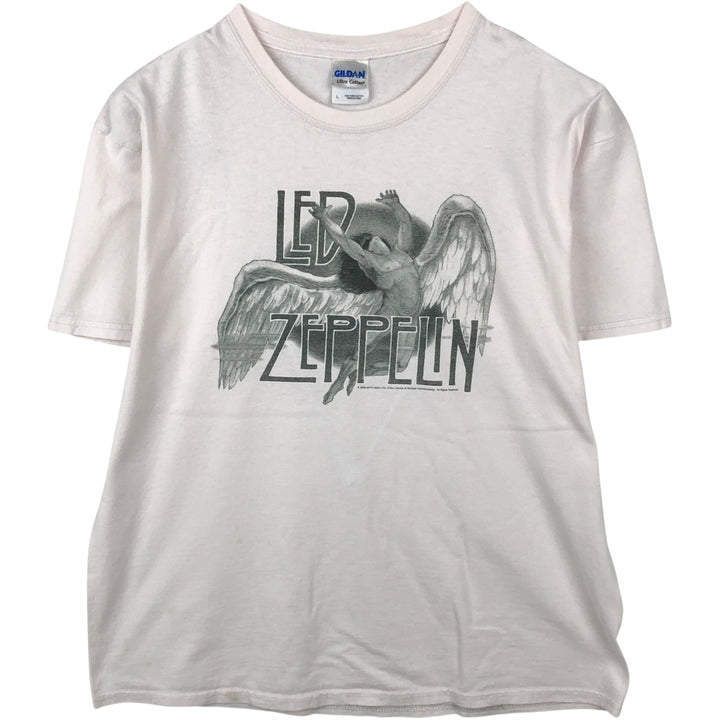 00'S Gildan LED ZEPPELIN Band T-shirt, Men's L size cotton pink type Vintage Second Hand