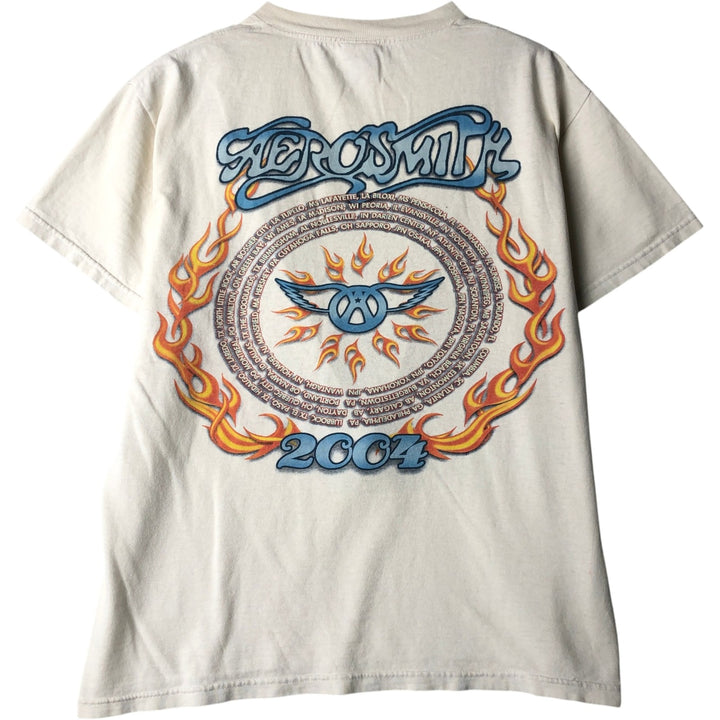 90'S Delta Aerosmith Fire Pattern Band T-Shirt, Men's Size M (Equivalent), Vintage cotton white type Vintage Second Hand