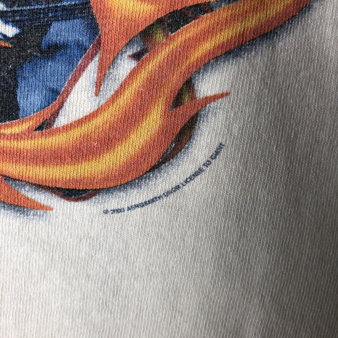 90'S Delta Aerosmith Fire Pattern Band T-Shirt, Men's Size M (Equivalent), Vintage cotton white type Vintage Second Hand