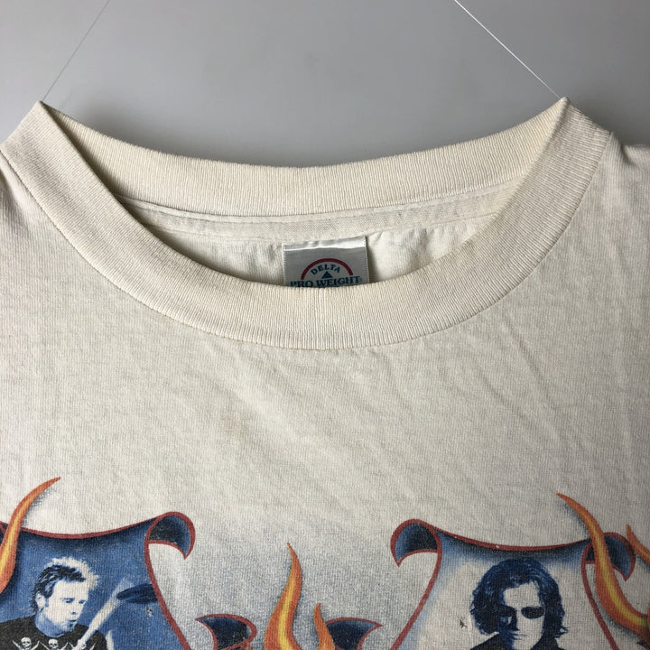 90'S Delta Aerosmith Fire Pattern Band T-Shirt, Men's Size M (Equivalent), Vintage cotton white type Vintage Second Hand