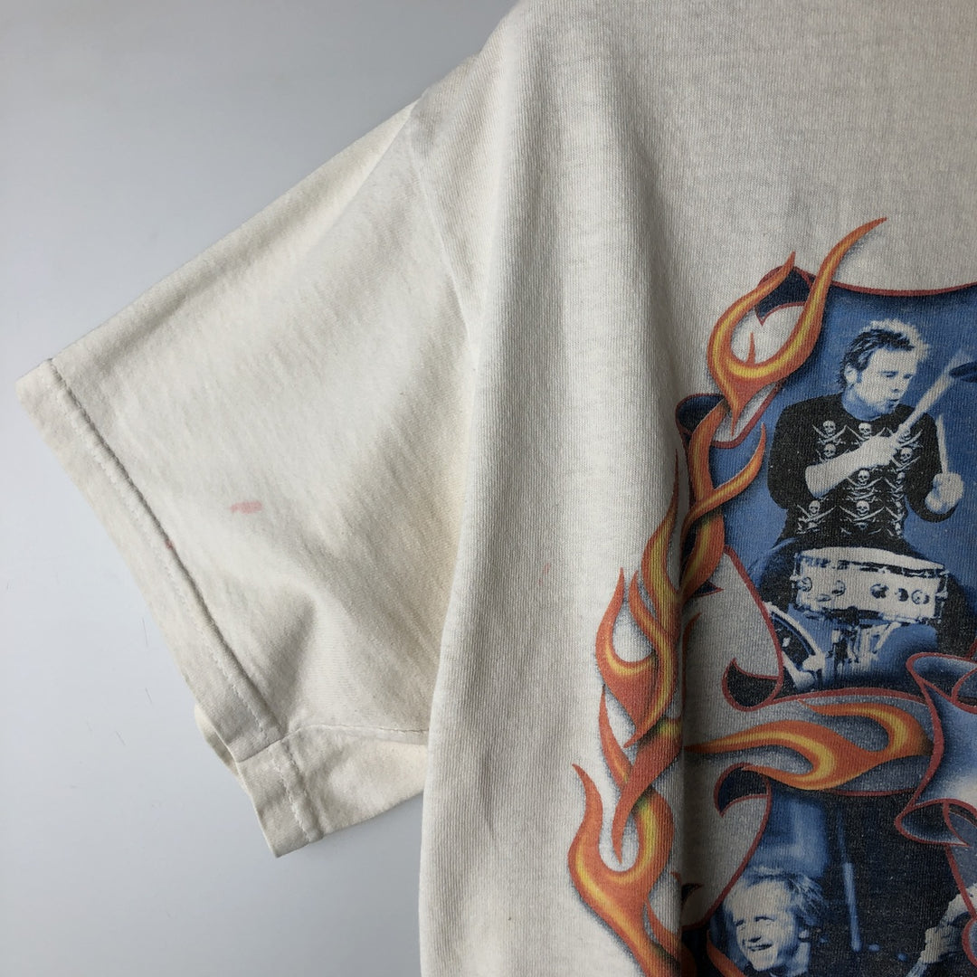 90'S Delta Aerosmith Fire Pattern Band T-Shirt, Men's Size M (Equivalent), Vintage cotton white type Vintage Second Hand
