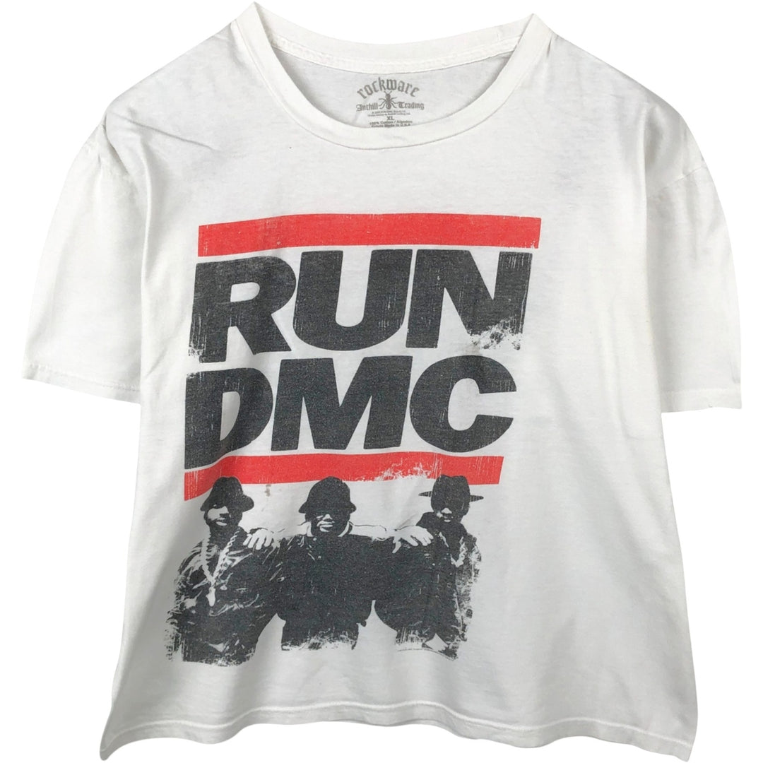 Rockware RUN DMC Rap T-Shirt (Men's Size L) cotton white type Vintage Second Hand