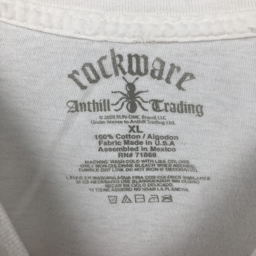 Rockware RUN DMC Rap T-Shirt (Men's Size L) cotton white type Vintage Second Hand
