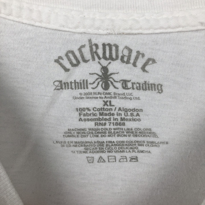 Rockware RUN DMC Rap T-Shirt (Men's Size L) cotton white type Vintage Second Hand