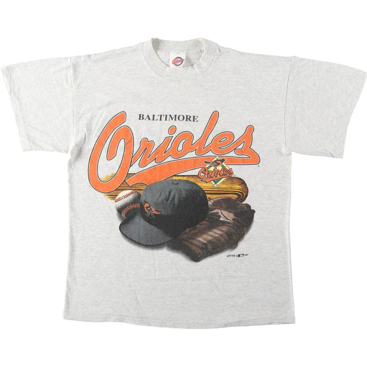 90'S HANK Aaron ORIGINALS MLB Baltimore Orioles sports print T-shirt, men's size M equivalent, vintage. unclear gray type Vintage Second Hand