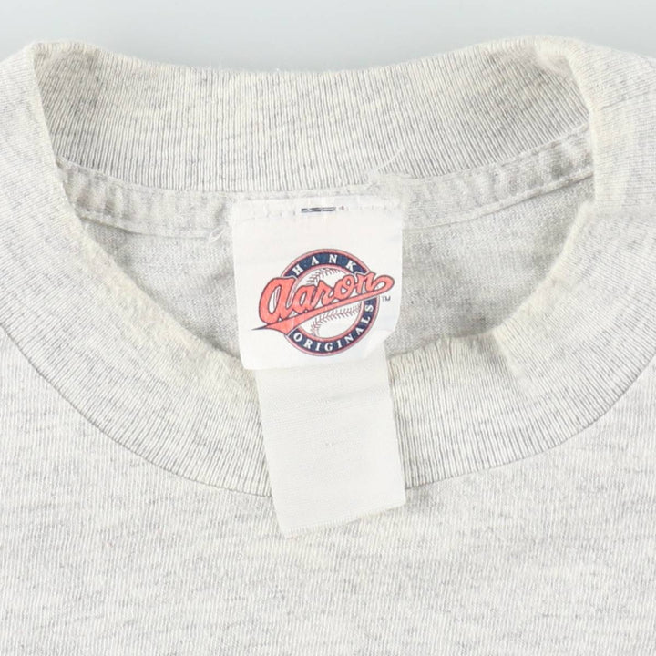 90'S HANK Aaron ORIGINALS MLB Baltimore Orioles sports print T-shirt, men's size M equivalent, vintage. unclear gray type Vintage Second Hand