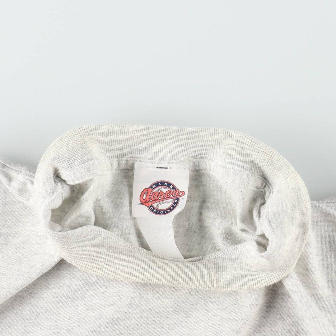 90'S HANK Aaron ORIGINALS MLB Baltimore Orioles sports print T-shirt, men's size M equivalent, vintage. unclear gray type Vintage Second Hand