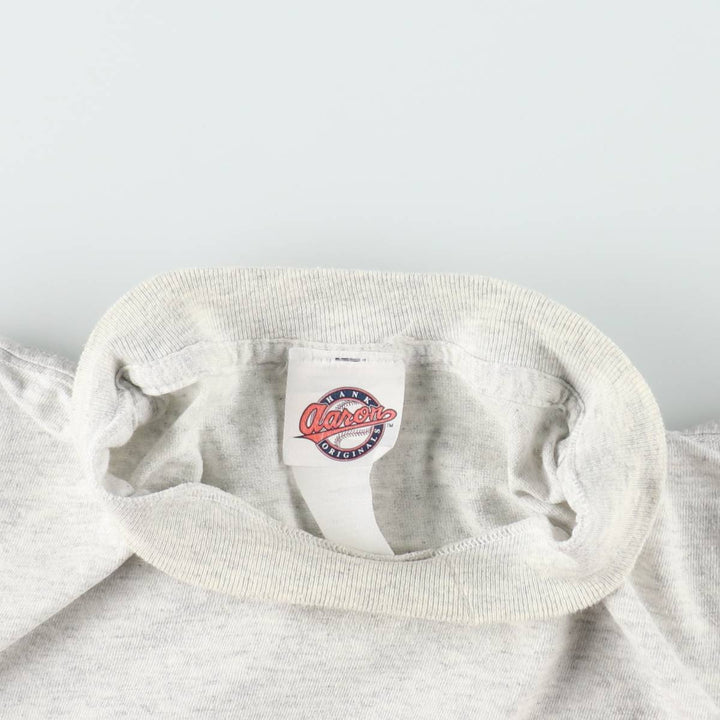 90'S HANK Aaron ORIGINALS MLB Baltimore Orioles sports print T-shirt, men's size M equivalent, vintage. unclear gray type Vintage Second Hand