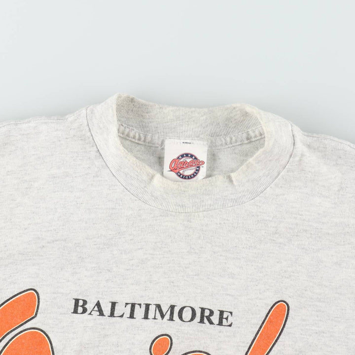90'S HANK Aaron ORIGINALS MLB Baltimore Orioles sports print T-shirt, men's size M equivalent, vintage. unclear gray type Vintage Second Hand