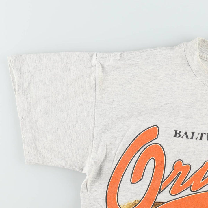 90'S HANK Aaron ORIGINALS MLB Baltimore Orioles sports print T-shirt, men's size M equivalent, vintage. unclear gray type Vintage Second Hand