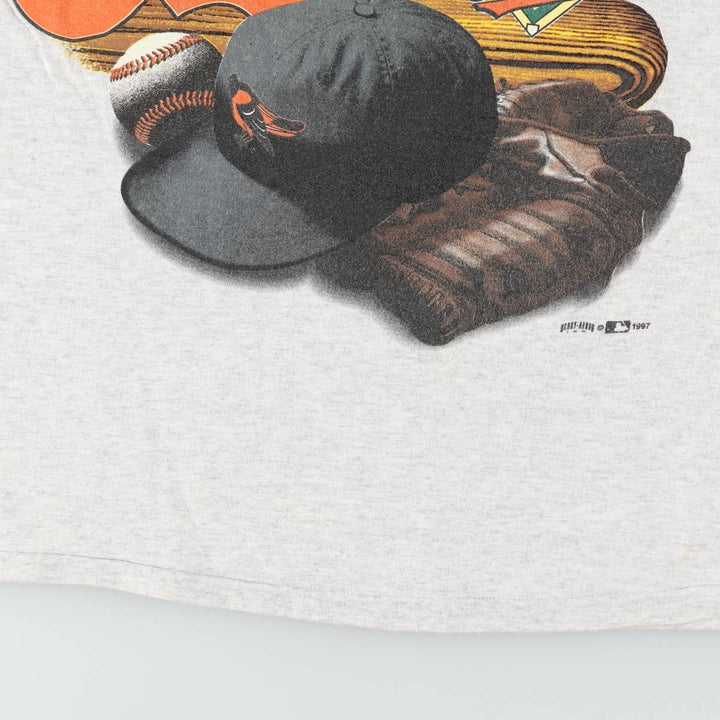90'S HANK Aaron ORIGINALS MLB Baltimore Orioles sports print T-shirt, men's size M equivalent, vintage. unclear gray type Vintage Second Hand