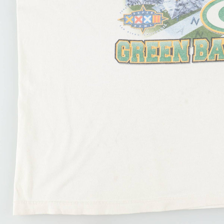 90'S Starter NFL Green Bay Packers SUPER BOWL XXXII Sports Print T-Shirt, Made in USA, Men's XL equivalent. cotton white type Vintage Second Hand