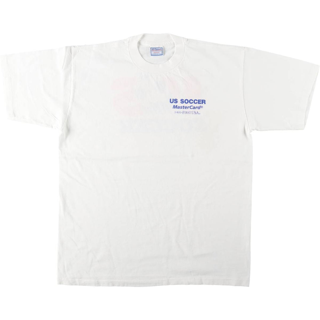 90'S All Sport USSOCCER (United States Soccer Federation) Sports Print T-Shirt, Made in USA, Men's XL (approx.) Vintage cotton white type Vintage Second Hand