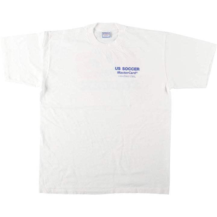 90'S All Sport USSOCCER (United States Soccer Federation) Sports Print T-Shirt, Made in USA, Men's XL (approx.) Vintage cotton white type Vintage Second Hand