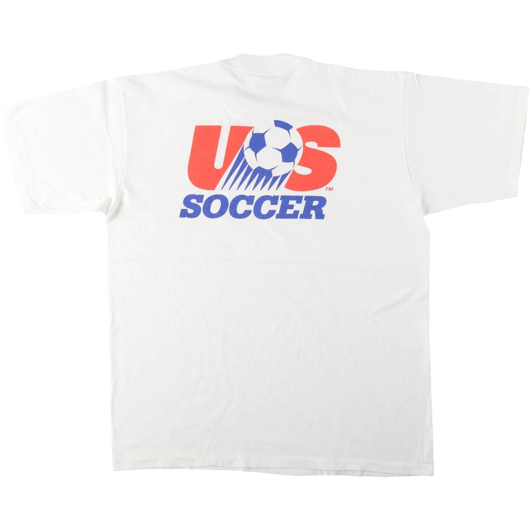 90'S All Sport USSOCCER (United States Soccer Federation) Sports Print T-Shirt, Made in USA, Men's XL (approx.) Vintage cotton white type Vintage Second Hand