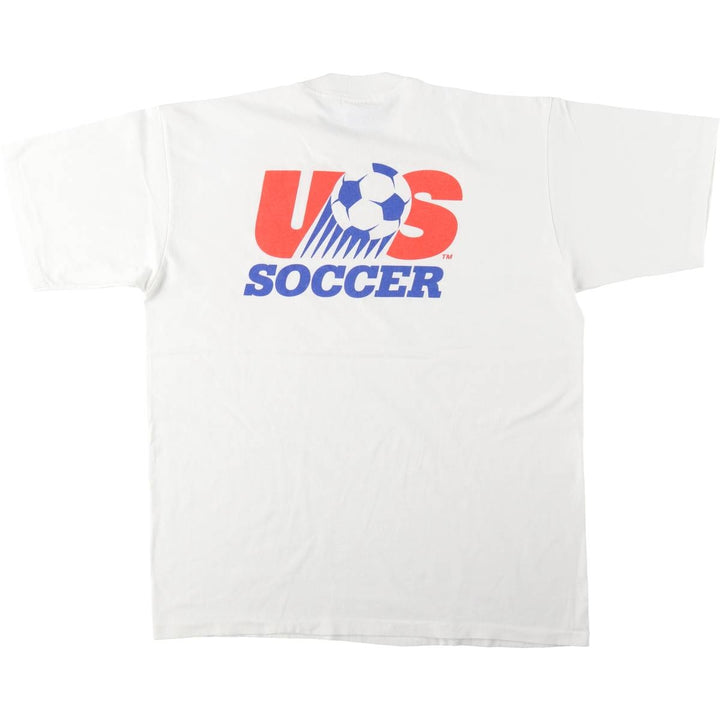 90'S All Sport USSOCCER (United States Soccer Federation) Sports Print T-Shirt, Made in USA, Men's XL (approx.) Vintage cotton white type Vintage Second Hand