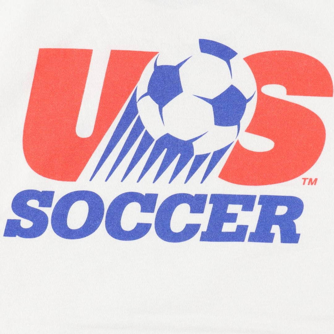 90'S All Sport USSOCCER (United States Soccer Federation) Sports Print T-Shirt, Made in USA, Men's XL (approx.) Vintage cotton white type Vintage Second Hand