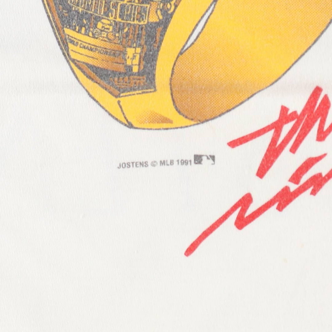 90'S Jostens MLB Minnesota Twins Sports Print T-Shirt, Made in USA, Men's XL equivalent, Vintage cotton white type Vintage Second Hand