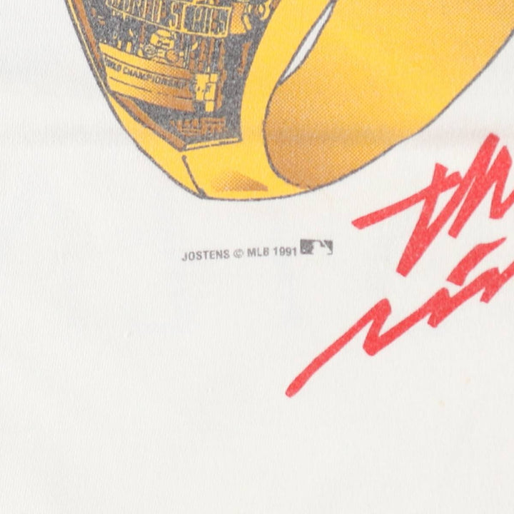 90'S Jostens MLB Minnesota Twins Sports Print T-Shirt, Made in USA, Men's XL equivalent, Vintage cotton white type Vintage Second Hand
