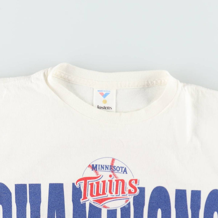90'S Jostens MLB Minnesota Twins Sports Print T-Shirt, Made in USA, Men's XL equivalent, Vintage cotton white type Vintage Second Hand