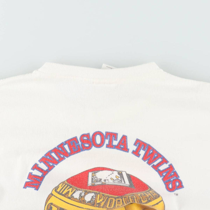 90'S Jostens MLB Minnesota Twins Sports Print T-Shirt, Made in USA, Men's XL equivalent, Vintage cotton white type Vintage Second Hand