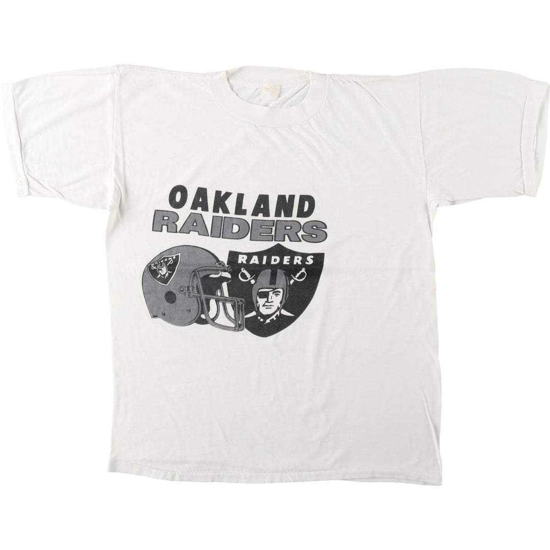 ~90'S PRIDE NFL OAKLAND RAIDERS Sports Print T-Shirt, Men's Size S (Equivalent), Vintage unclear white type Vintage Second Hand