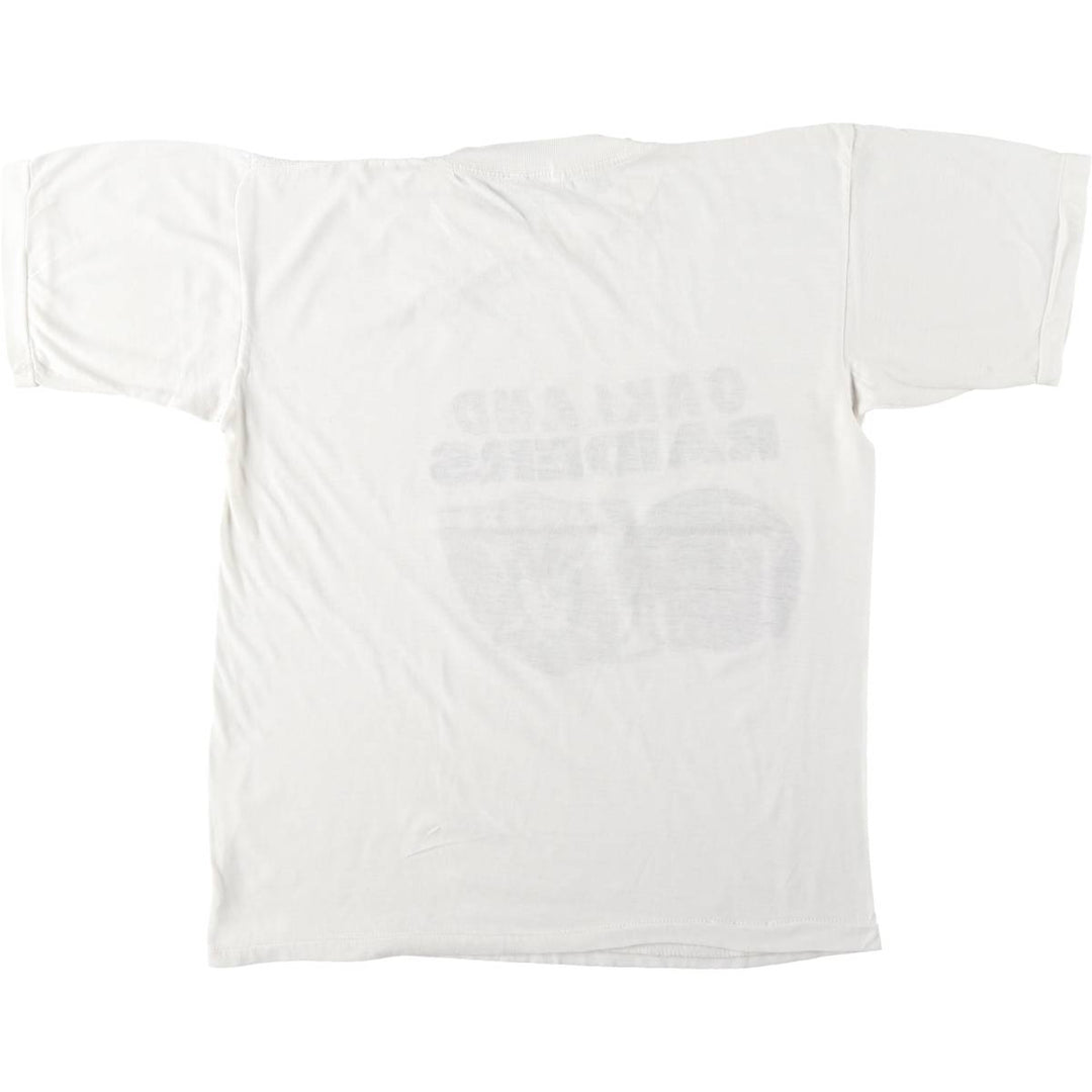 ~90'S PRIDE NFL OAKLAND RAIDERS Sports Print T-Shirt, Men's Size S (Equivalent), Vintage unclear white type Vintage Second Hand